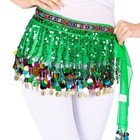 Belly Dance Hip Scarf Belt Shiny Sequin Tassel Wrap Skirt Dancewear For Women