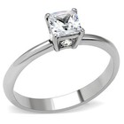 Princess Cut Cz Solitaire Stainless Steel Engagement Promise Wedding Ring