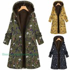 Womens Ladies Floral Fleece Lined Hoodie Jacket Long Coat Winter Parka Outwear