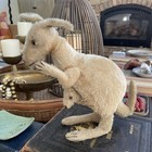 Vtg Steiff Kangaroo With Baby Joey 1930s Ff Button Mohair Plush Swivel Head