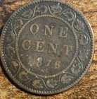1876 H Canadian Canada One 1 Cent Penny Large Cent Coin Birmingham Mint Key Date