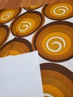 Awesome Rare Vintage Mid Century Retro 70s Orange Brown Swirl Circles Fabric 