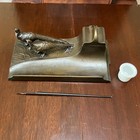 Antique Bronze Pheasant Motif Desk Writing Set Ink Well pen Tray luxeuil Dip Pen
