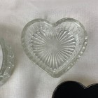Vintage Pair Of Vanity Silver Plated Crystal Powder Puff Jar Heart Trinket Box