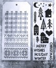 Festive Print Christmas Tim Holtz Clear Stamp   Holiday Knit Stencil Set Thmm187