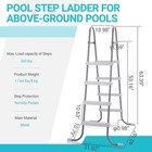 52in Swimming Pool 4 Steps Ladder  Coated Steel Frame  Improve Stability