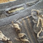 Womens Gray Solid Knit Crew Neck Long Sleeve Fringe Pullover Sweater