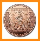 1 Troy Oz Copper Round    10 Banknote  Design      999 Fine Pure Copper