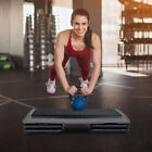 43   Exercise Aerobic Step Platform Adjustable Fitness Stepper W 4 Risers Grey