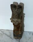 Vintage Hindu Painted Carved Wood Statue Of Female Deity - From India