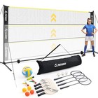 5 1ft-7 4ft Volleyball Badminton Pickleball Net Set 17ft Sports Net With Poles