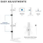 Vivo White Dual Lcd Monitor Vertical Stand Mount  Fits 2 Ultrawides Up To 34 