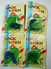 Rare Vintage Magic Worm Caterpillar C1970s Toy Lot Of 4 Green Blue Squiggly Fall