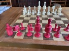 Ivory  Chess Set Cream And Red Could Be Carved Bone Anrique 1930   s