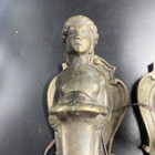 Antique Cast Iron Pair Wall Mount Light Fixtures Figural Victorian