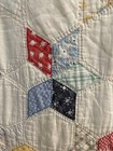 Vintage Six Pointed Star Hand-stitched Feed Sack Fabric Patchwork Quilt 76x69   