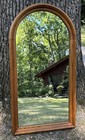 Vintage Arched Solid Quartersawn Tiger Oak Wood Wall Mirror 40 25 x21 25 