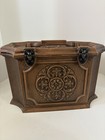 Vintage Max Klein Sewing Box Brown Plastic Faux Wood With Insert Sc2015