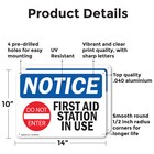 2 Pack  First Aid Station In Use Osha Notice Sign Decal Metal Plastic