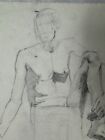 Vintage Academic Study Nude Male Pencil Charcoal Drawing Beefcake Gay Interest