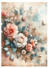 2 Sheets  - A4 Rice Paper Decoupage - Vintage Roses  Distress  Pinks  Upcycle
