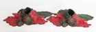 Vintage Christmas Cast Iron Poinsettia Flat Candle Holders Not Marked Pair 1930s