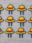 Yellow Straw Hat Cupcake Toppers Set Of 12 Red Band 3d Printed Party Picks