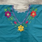 Authentic Hand Made Women   s L Embroidered Mexican Blouse Colorful Travel Casual