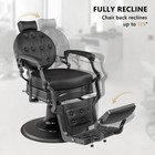Vintage Heavy Duty Hydraulic Recline Barber Chair With Tufted Back   Towel Bar