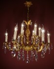 French Crystal Chandelier 12 Lights Gold Bronze Brass   26    Vintage