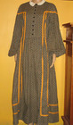 Civil War Reenactor Calico Floral Dress 52  Long Sleeve Gold Trim Pioneer 32  W