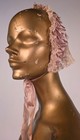 Frilly French Flapper 1920   s Lace Bed Bonnet Cap W Silk Ruffles   Rosette