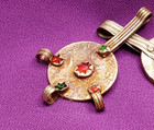 Rare Antique Roman Bronze Pendant With Gemstones  Ancient Byzantine Cross Amulet