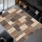 Modern Geometric Patchwork Indoor Area Rug For Living Room  Beige 5 x 7  Larg   