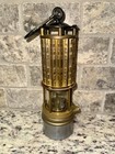 Antique Wolf Safety Co  Miners Lamp Brass  Very Nice Example 