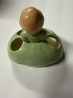 Vintage Ceramic Lady Lipstick Makeup Holder Green Dress 4 Hole
