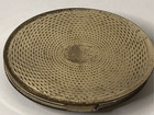 Vintage Silver Plated Faux Gemstones Compact Mirror Powder Puff Victorian