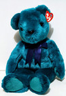 Ty - Beanie Buddy - Teddy - 14  Teal Bear With Ribbon - Tags - 2000