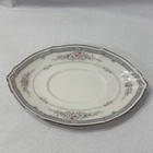 Noritake Ivory China 7293 Rothschild Gravy Boat W underplate Platinum Trim