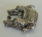 Vtg Double Alligator Head Belt Buckle Silver Tone Dual Crocodile Frame 80s Boho