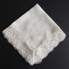 Antique Filet Lace Rose Border   Eyelet Embroidery Wedding Bridal Handkerchief