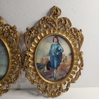 Ornate Gold Tone Frame Victorian Couple Blue Boy Pinkie Girl 2 Piece Italy Art