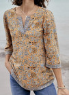 Nwt New Summer J  Jill Size Large Border Printed Top Cantaloupe Multi  74 00