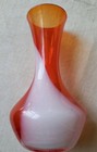 Vintage Art Glass Bud Vase Orange White Swirl Japan Radio Glass 5 5  Tall