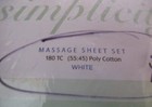 White Simplicity Massage Table 3 Piece Sheet Set 180 Thread Count Poly Cotton