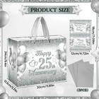 Silver 25th Anniversary Party Gift Bag With Tissue Papers And Card  11 8   25   