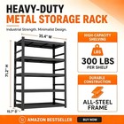 Bolt-free Metal Bookshelf Adjustable Tall Bookcase W  Anti-drop Fence Heavy Duty