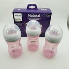 Philips Avent Natural 9oz Pink Baby Bottle 3-pack  1m   Brand New In Box