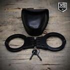 Handcuffs Black Double Lock Triple Hinged Real Hand Cuffs   Pouch