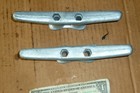 Vintage Pair Iron Cleats old Boat ship wharf Parts tie Down docking Tools 8 long